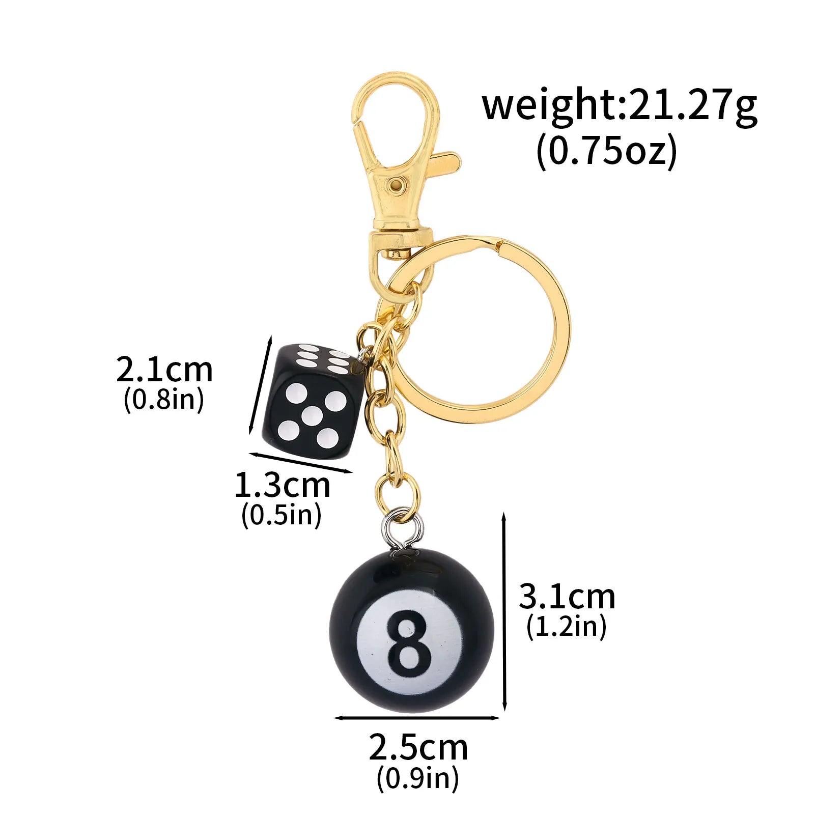 Lucky 8 Dice Keychain